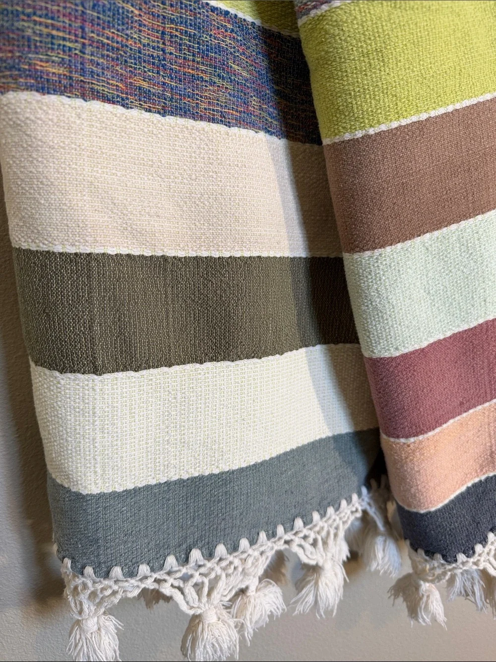Striped Tassel Throw Blanket in Pastel & Earth Tones - Unbranded 50 x 64 inches